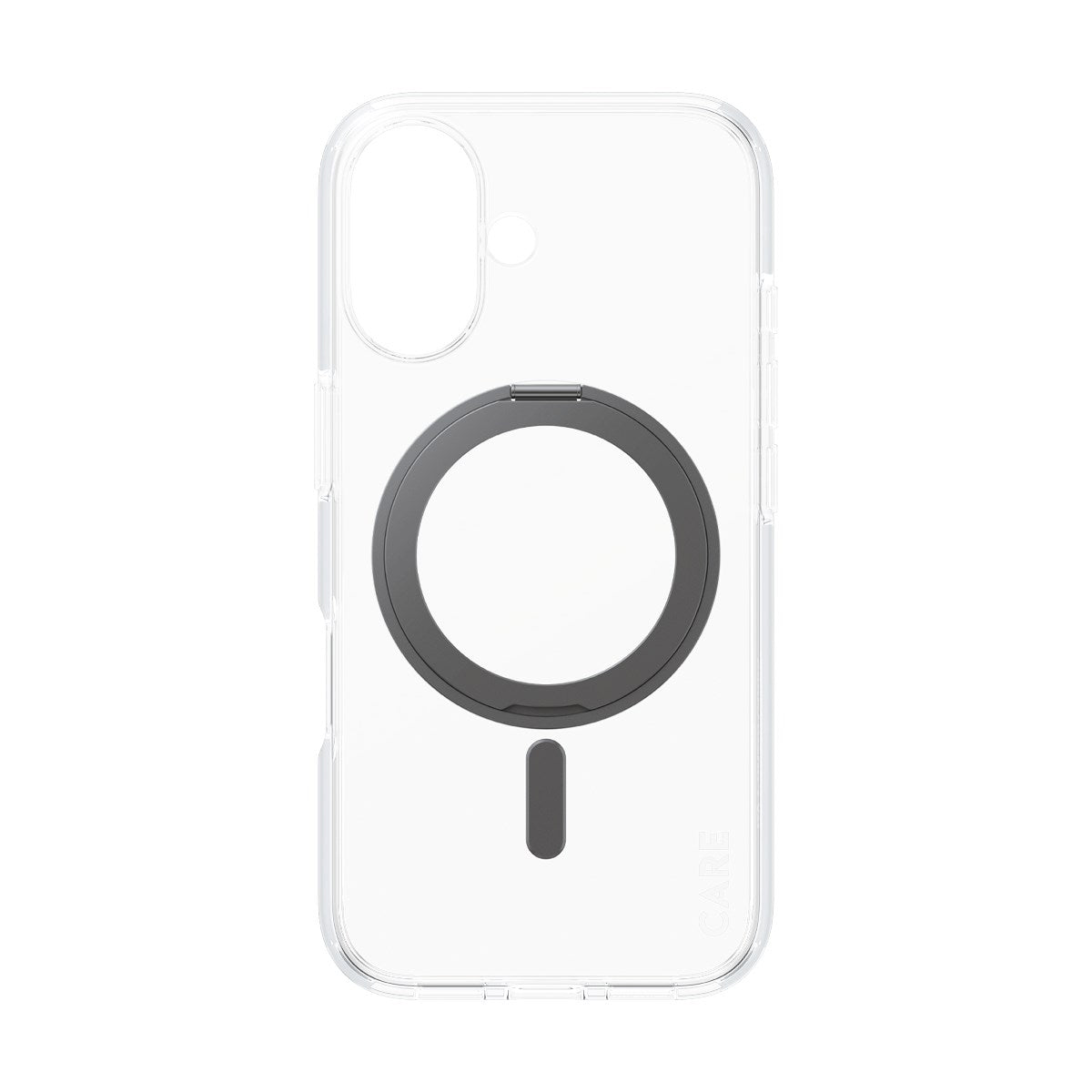 CARE by PanzerGlass® Feature Case Transparent m. Schwarz Kickstand & MagSafe iPhone 16